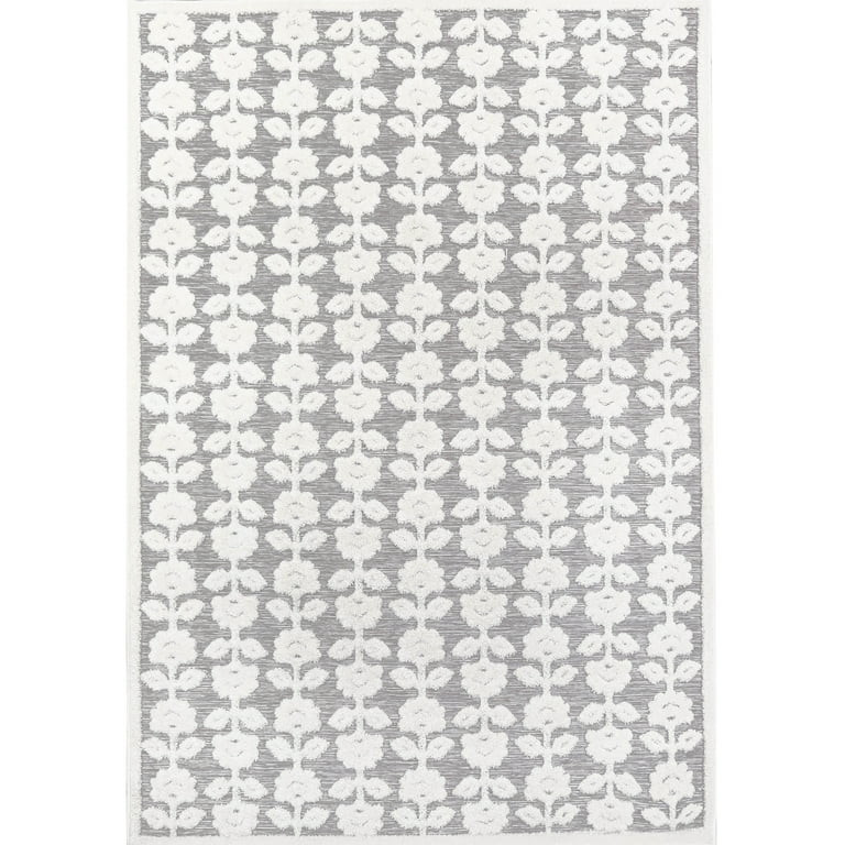 My Texas House Poppy 2' x 3' Grey Floral Indoor/Outdoor Area Rug | Walmart (US)