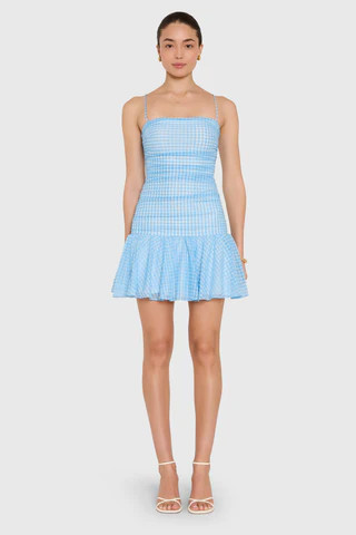 Amanda Uprichard Mercedes Dress in Powder Blue White - Size S | Amanda Uprichard