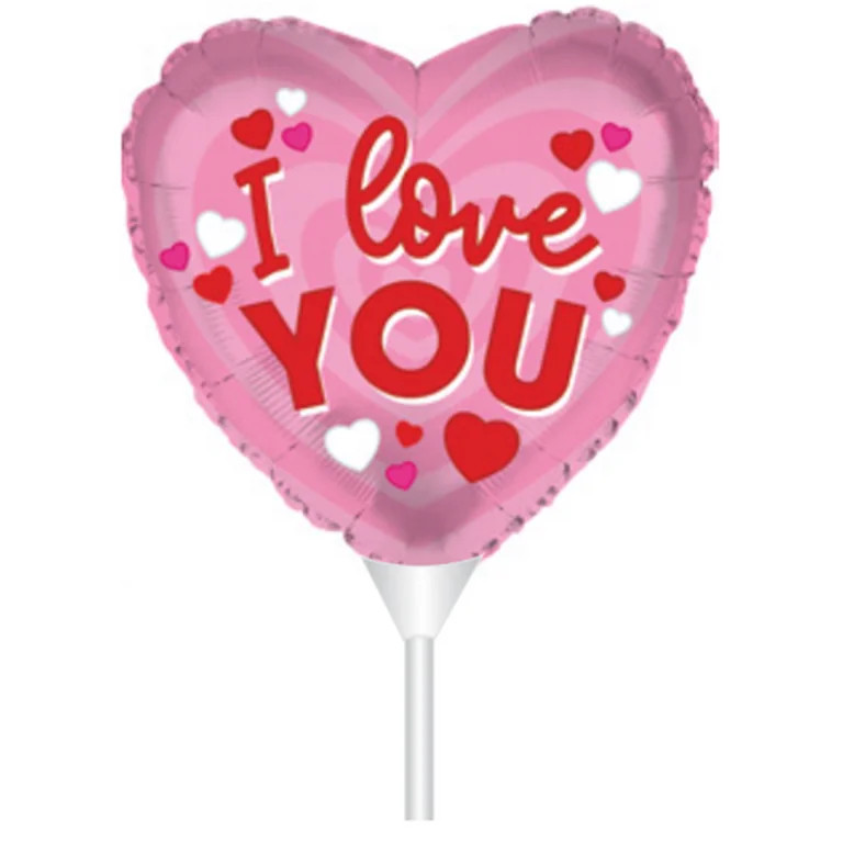 Val26 ILY Red on Pink Stick Balloons | Walmart (US)