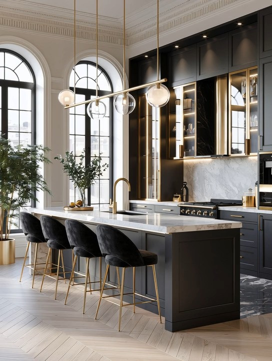 If we could steal just two details from this kitchen, we'd choose these without hesitation.

Designer velvet bar stools and a brushed gold faucet.

Bar stools are one of the most overlooked opportunities in kitchen design. Yet they're often the first thing you notice because the kitchen island naturally becomes the heart of the home.

Choose velvet.

Velvet brings softness into a space filled with stone, marble, wood, and metal. It adds comfort, rich texture, and timeless luxury while making everyday meals, coffee breaks, and conversations far more inviting.

Then tie everything together with gold.

Gold legs on the bar stools paired with a matching brushed gold faucet instantly create a cohesive, designer-inspired look. It's a simple detail that makes the entire kitchen feel intentional.

Whether your kitchen is white, ivory, charcoal, black, navy, or natural wood, this combination works beautifully.

Sometimes the biggest transformation comes from the smallest upgrades.

We've linked our favorite velvet bar stools and brushed gold faucets so you can recreate this elegant kitchen.

Elegance is about taste, not about square footage.

#KitchenDesign #VelvetBarStools #GoldFaucet #LTKHome 

 #LTKHome