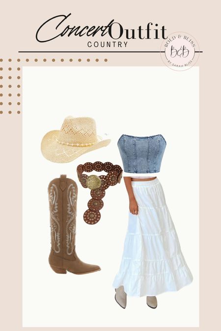 Country concert outfit inspo, denim top, white maxi skirt, cowboy boots, cowboy hat


#LTKFestival #LTKFindsUnder100 #LTKStyleTip