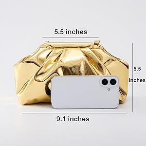 Pleated Evening Vegan Leather Clutch Handbag Purse Metallic PU Cloud Shoulder Bag for Women Eveni... | Amazon (US)