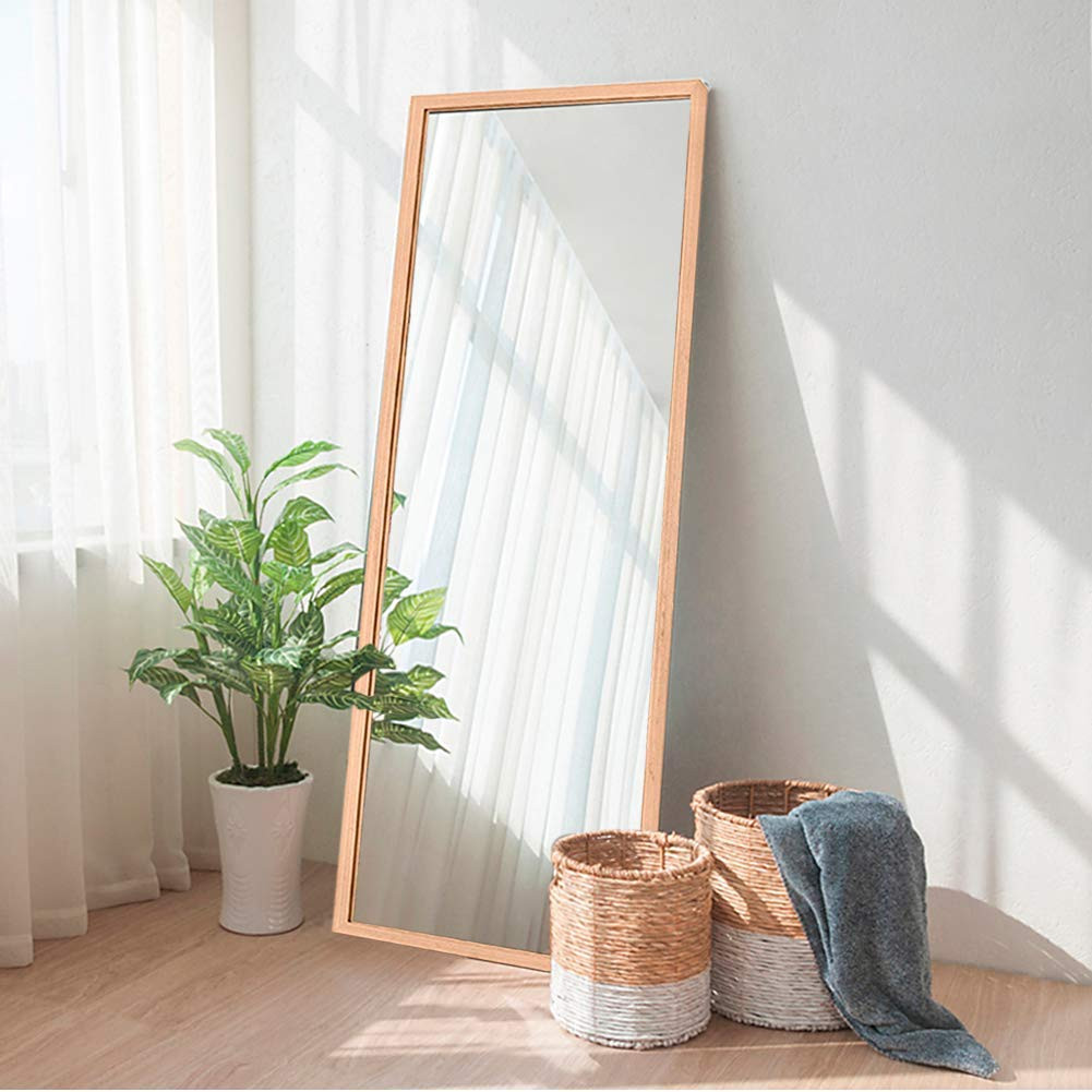 NeuType 65"x22" Full Length Mirror Standing Hanging or Leaning Against Wall, Large Rectangle Bedroom Mirror Floor Mirror Dressing Mirror, Solid Wood Frame Wall-Mounted Mirror | Amazon (US)