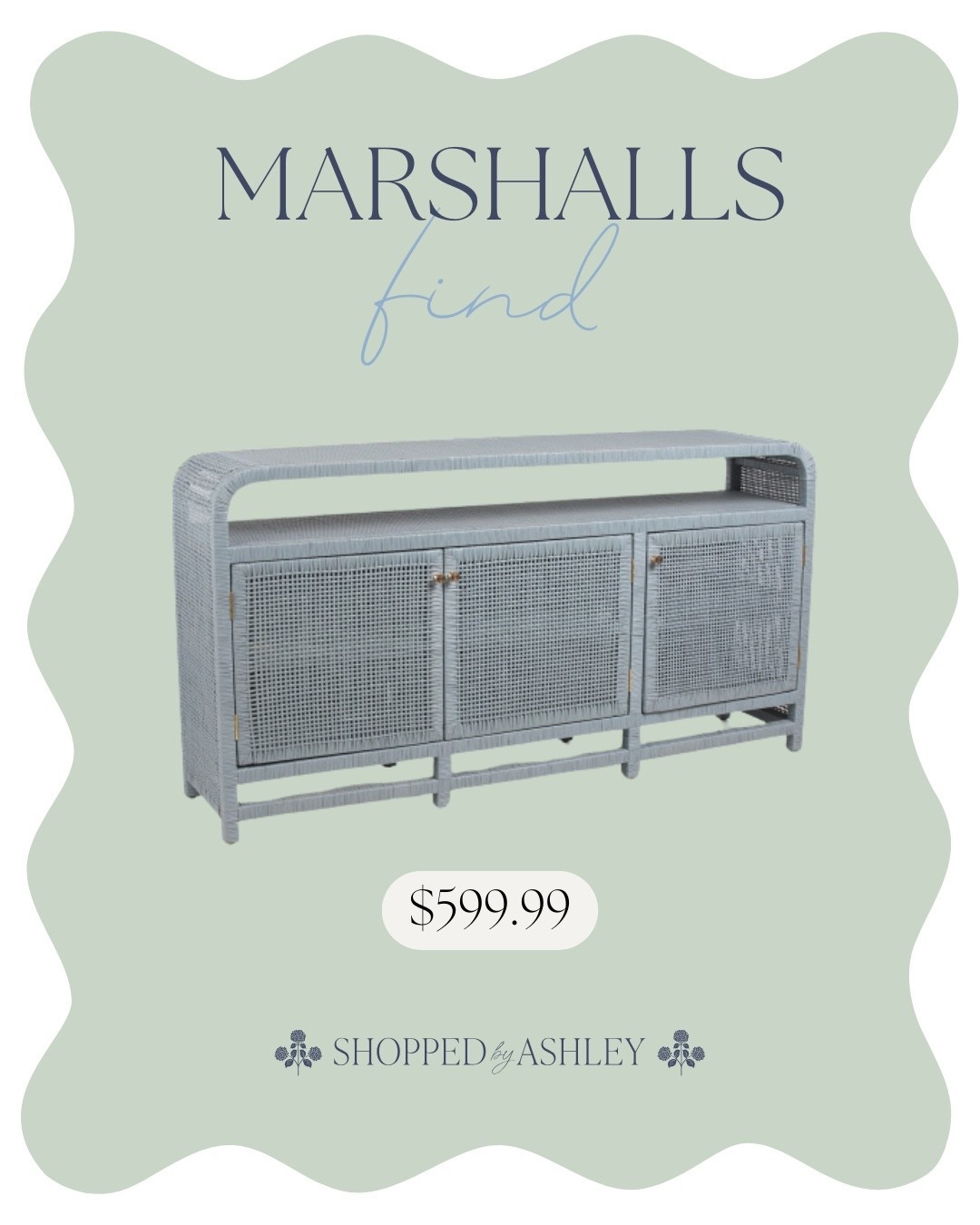 Just added online at Marshalls! Saw this in the natural color in the store at HomeGoods & it is stunning. 

Definitely take advantage of the free shipping with code SHIP89 🙌🏻

HomeGoods find, rattan console, rattan sideboard, blue rattan, coastal style, Grandmillennial home, Grandmillennial decor 

#LTKHome