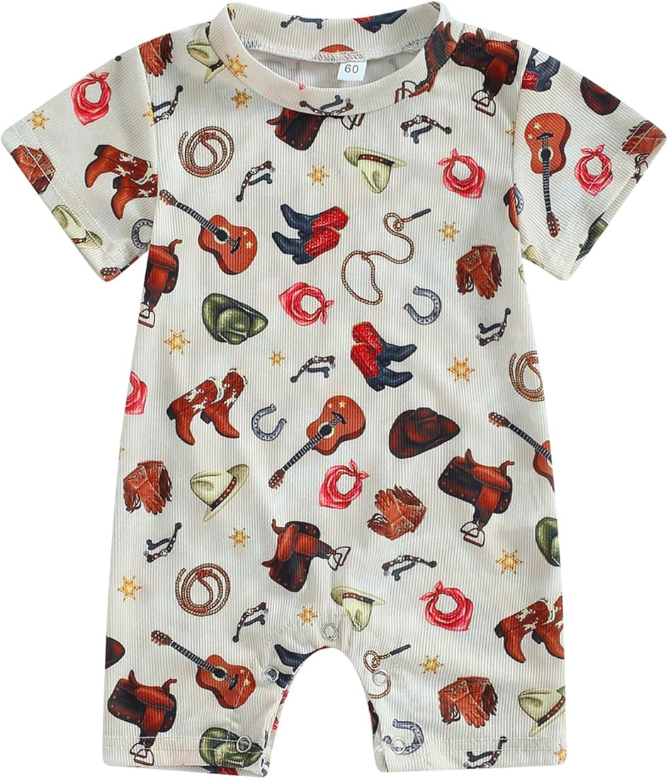 Toddler Baby Boy Girls Farm Clothes Western Farm Animals Chicken/Cow Print Romper Newborn Jumpsui... | Amazon (US)
