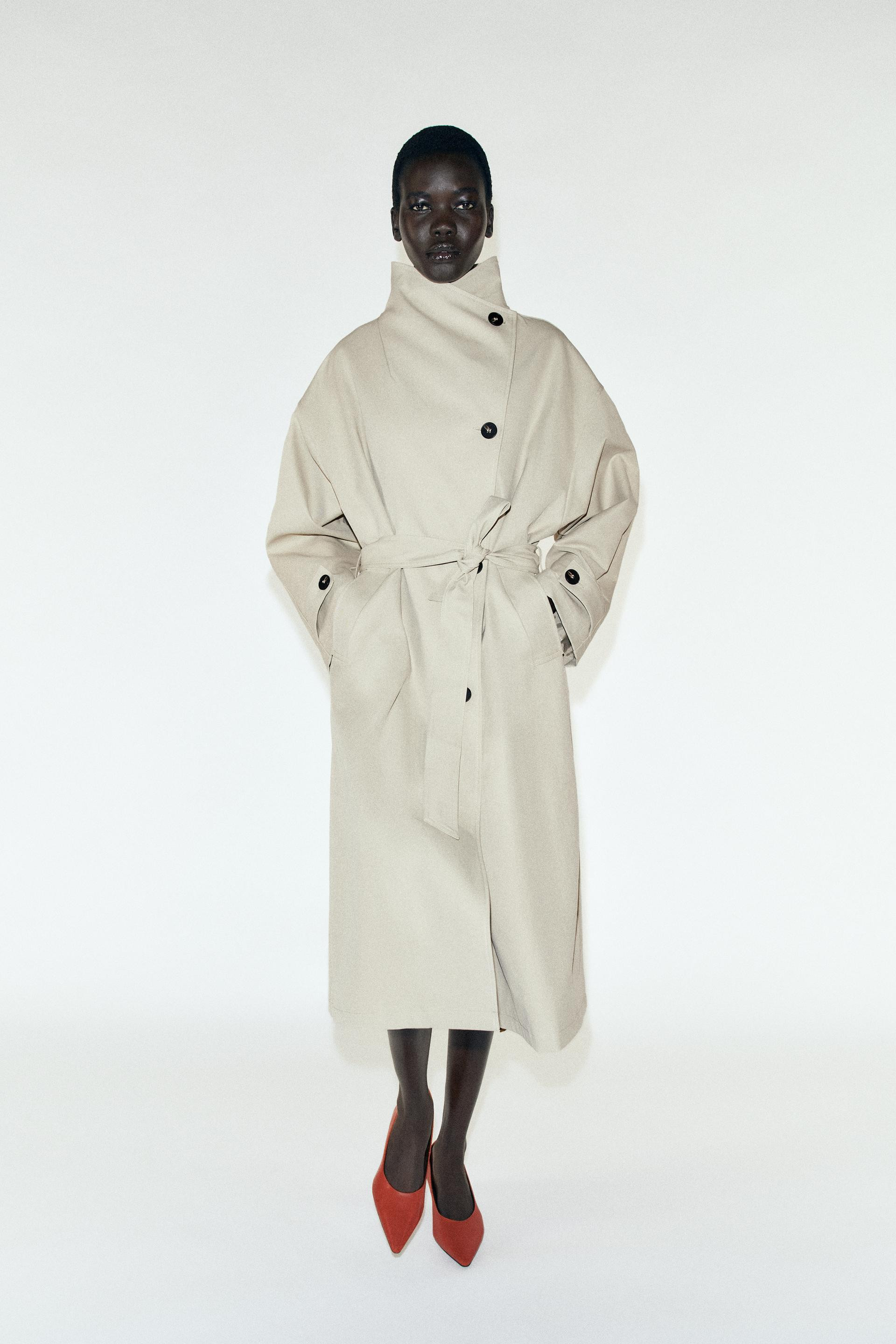 Zara - Long Belted Trench Coat - Stone - Xs - Woman | Zara UK