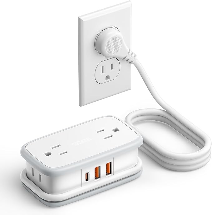 NTONPOWER 20W Travel Power Strip, Travel Essentials 4 Outlets 3 USB(1 USB-C) with 4FT Wrapped Ext... | Amazon (US)