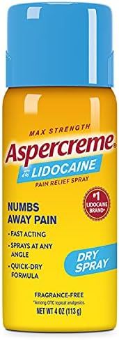 Aspercreme Odor Free Max Strength Lidocaine Pain Relief Dry Spray, 4 Ounces | Amazon (US)