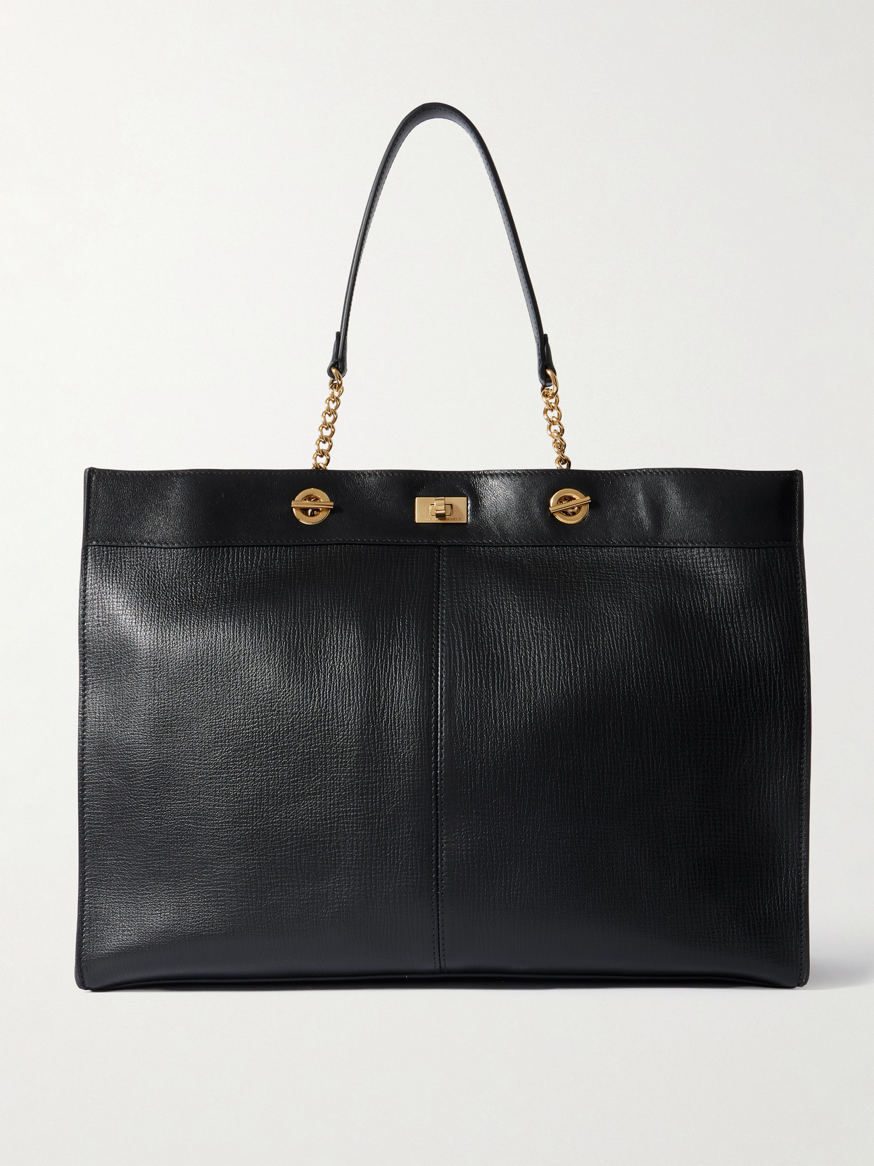 Anya Hindmarch - Mortimer Eyelet Chain-embellished Textured Leather Tote - Black | NET-A-PORTER (US)