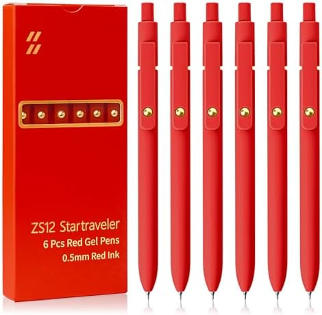 UIXJODO Red Pens, 6 Pcs Red Ink Pens Fine Point Smooth Writing Pens, 0.5mm Colored Ink Gel Pens f... | Amazon (US)