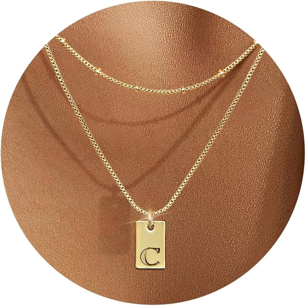 Krfy Cursive Gold Initial Pendant Necklace Iced Out Miami Cuban Link Chain for Women 18K Gold Pla... | Amazon (US)