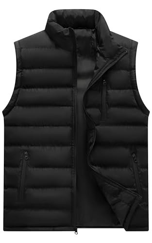 VtuAOL Men's Outerwear Vest for Men Casual Winter Puffer Vest Outdoor Hiking Vest for Men Black US L | Amazon (US)