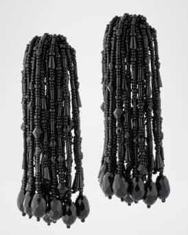 Oscar de la Renta Faceted Bead Pompon Earrings | Neiman Marcus