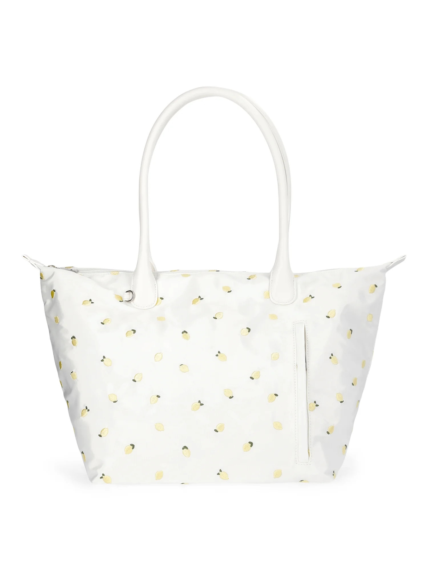 No Boundaries Women's Tote Bag, White with Lemon Embroidery | Walmart (US)