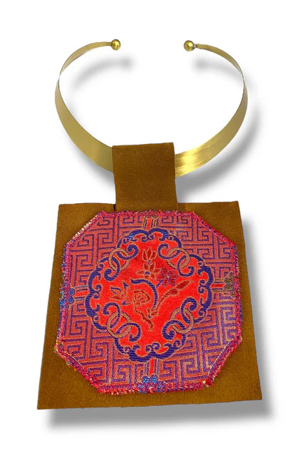 Kilim New Choker Necklace Suede Red Silk 2 | The Willow Tree