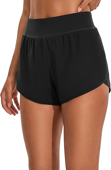 EZRUN Women's 3" Athletic Shorts High Waisted Split Dolphin Workout Shorts Comfy Mesh Liner for G... | Amazon (US)