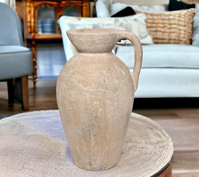 Rustic Ceramic Farmhouse Vase With Handle,Terracotta 12 Inch Large Pitcher Pottery| Pampas Grass,... | Amazon (US)