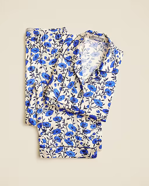 Soft-shine long-sleeve pajama pant set in floral print | J. Crew US