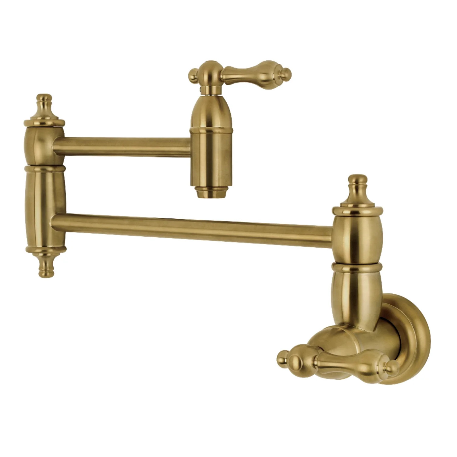 Kingston Brass KS3107AL Restoration Wall Mount Pot Filler Kitchen Faucet, Brushed Brass | Walmart (US)
