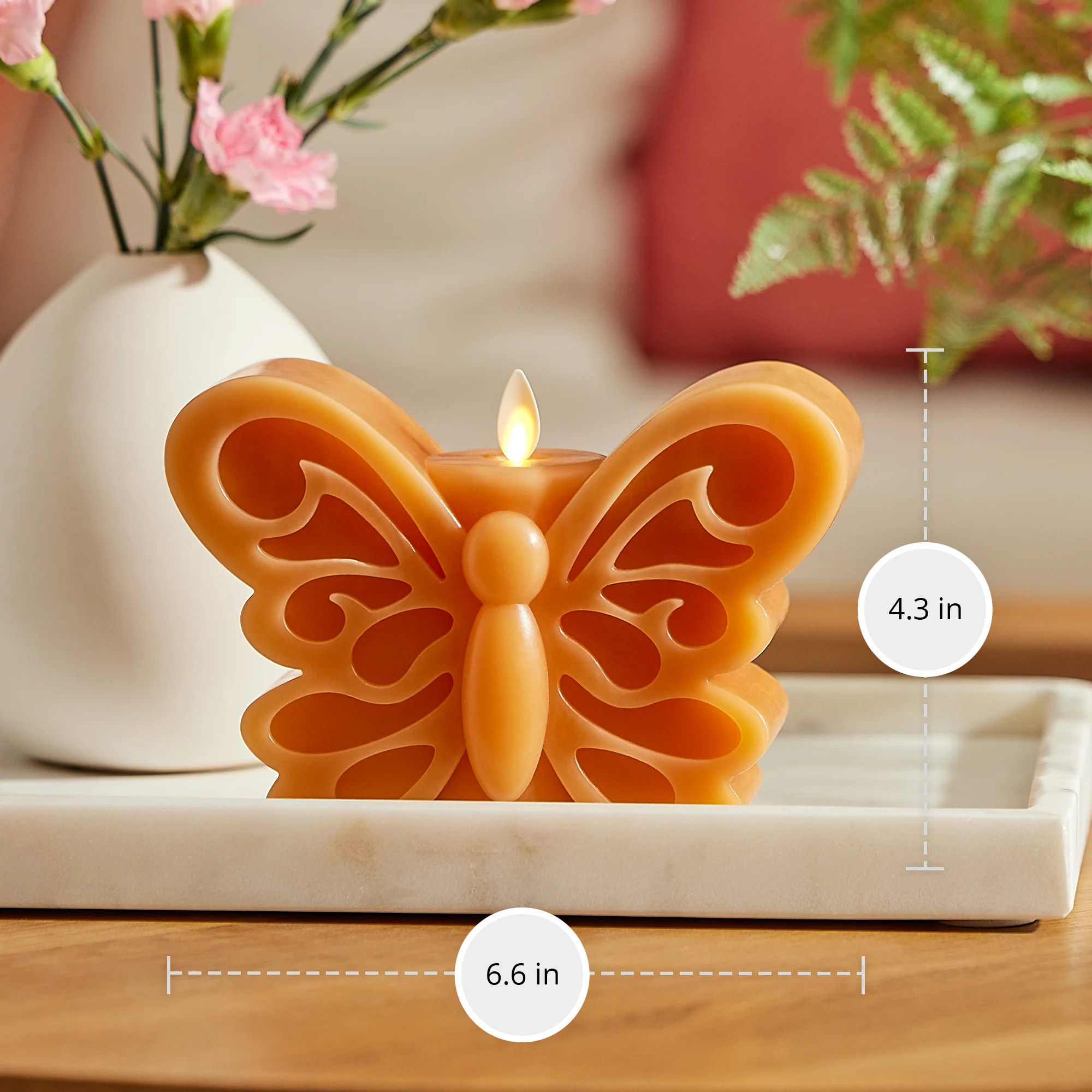 Sunlit Honey Flameless Candle Butterfly | Luminara