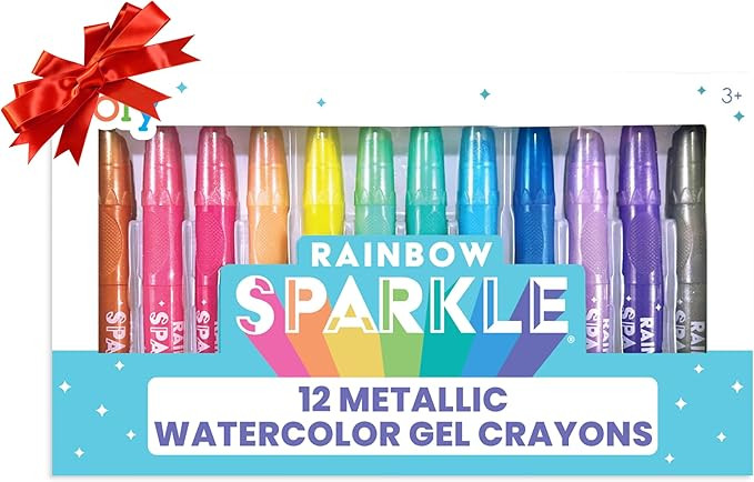 Ooly Rainbow Sparkle Metallic Watercolor Gel Crayons, Set of 12, Glitter Gel Markers for Kids and... | Amazon (US)