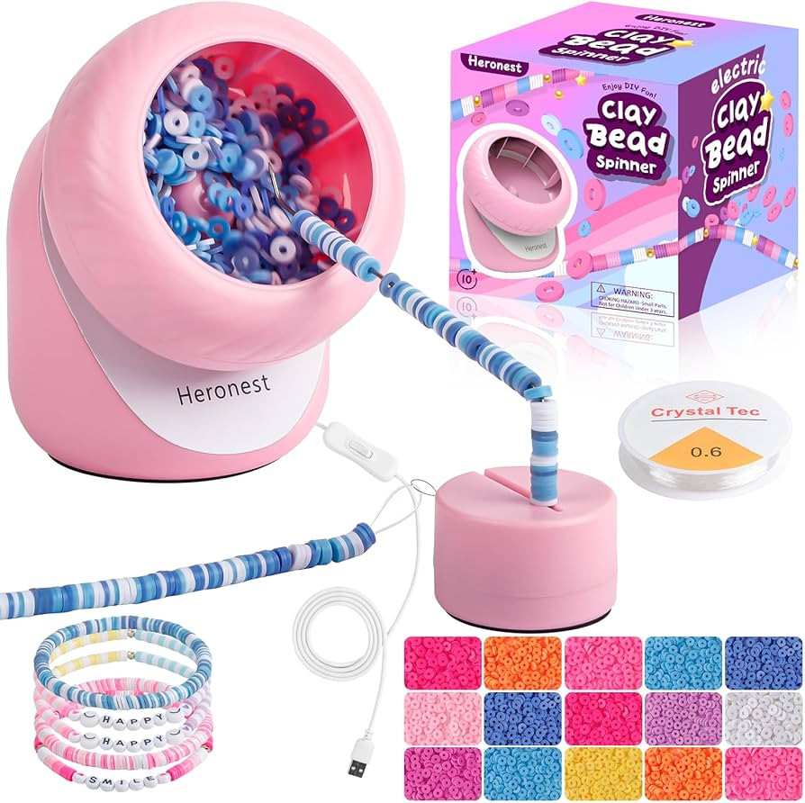 Clay Bead Spinner Kit - Electric Beads Spinner for Jewelry Making, 2000 Pcs Clay Beads Bracelet S... | Amazon (US)