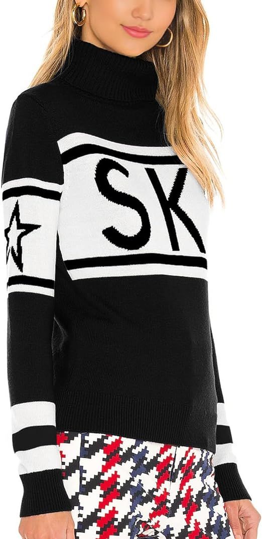 Yousify Women Turtleneck Sweater Cute Striped Color Block Sleeve Tops Casual Ski Sweaters Tight K... | Amazon (US)
