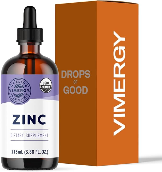 VIMERGY Organic Zinc Supplements For Women & Men (7.5mg Liquid Zinc Per Serving) Fast-Absorbing I... | Amazon (US)