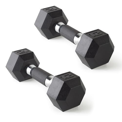 CAP Barbell 12 LB Rubber Coated Hex Dumbbell Hand Weight with Padded Grip - Pair | Comfort Grip | Amazon (US)