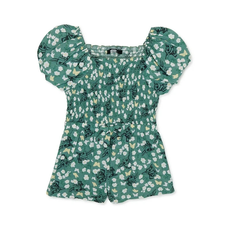 Star Wars Toddler Girls Printed Baby Yoda Romper, Sizes 18M-5T | Walmart (US)