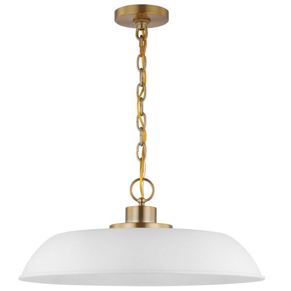 Colony Matte White and Burnished Brass One-Light Pendant | Bellacor