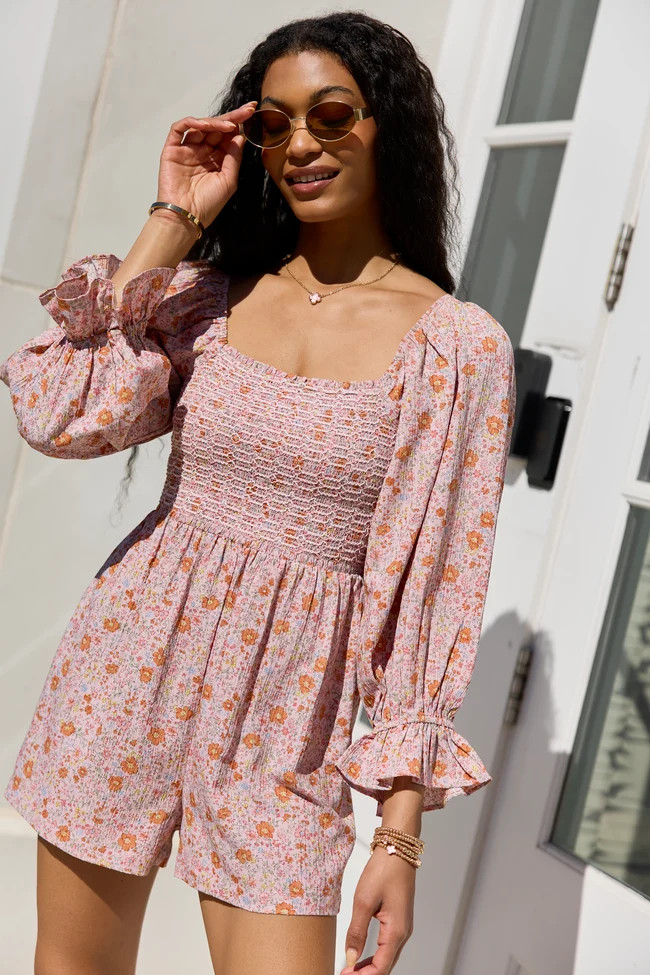 Millie Pink Floral Smocked Top Romper | Zulily