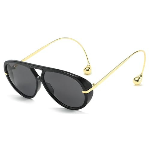 willochra Trendy Pilot Sunglasses for Women Men Retro Oversized Round Sunglasses with Earring Vintage Shield Shades UV400 2.14 (C1) | Amazon (US)