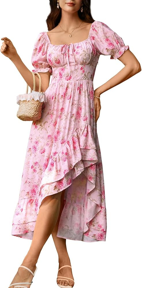 Scarlet Darkness Cottagecore Corset Dress Flowy Chiffon Floral Dresses for Women | Amazon (US)