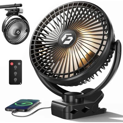 12000mAh 8 Inch Portable Clip On Fan Rechargeable, Battery Operated Desk Fan, Camping Fans | Wayfair North America