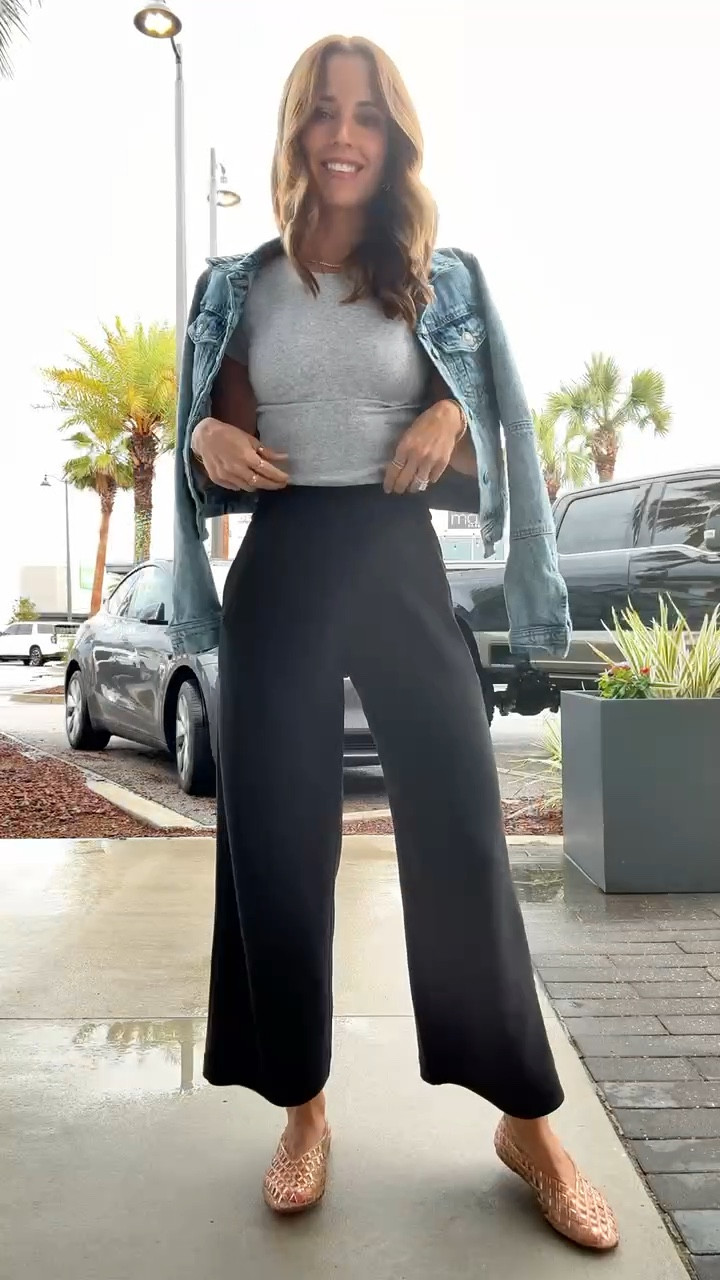 My outfit of the day! Amazon modal-blend wide leg pants in XXS. Aritzia ribbed baby tee in XS. Free a people denim jacket. Jelly ballet flats are whole sizes only - I sized down to a 6 based on reviews and am usually a 6.5. Spring outfit. Travel outfit. Elevated casual outfit. Summer outfit. Mom outfit.


#LTKootd #LTKPetite #LTKTravel