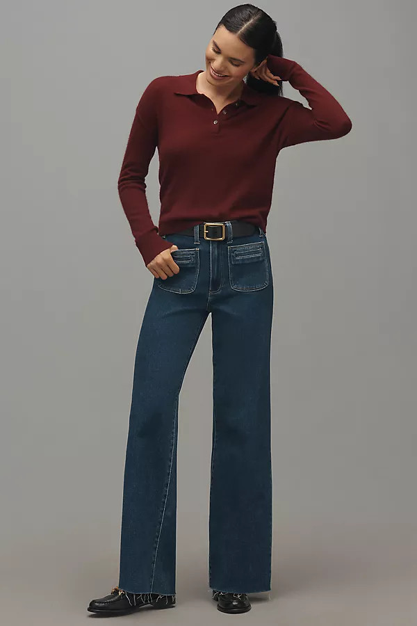 PAIGE Anessa Welt-Pocket High-Rise Wide-Leg Jeans | Anthropologie (US)