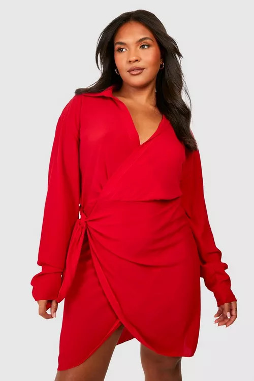Plus Woven Wrap Dress | Boohoo.com (US & CA)