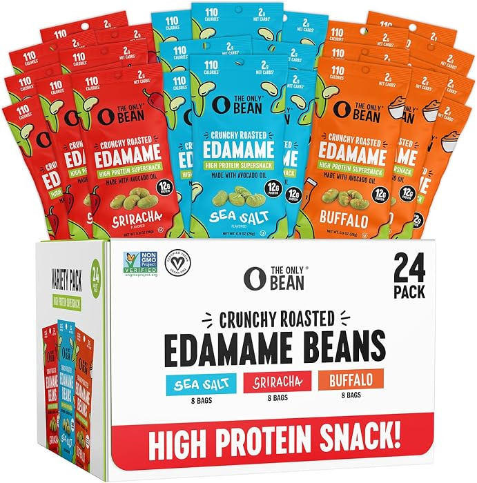 The Only Bean Crunchy Roasted Edamame - Healthy Snacks for Adults and Kids (Variety Pack), Low Ca... | Amazon (US)