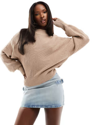 NA-KD round neck knitted sweater in beige | ASOS | ASOS (Global)
