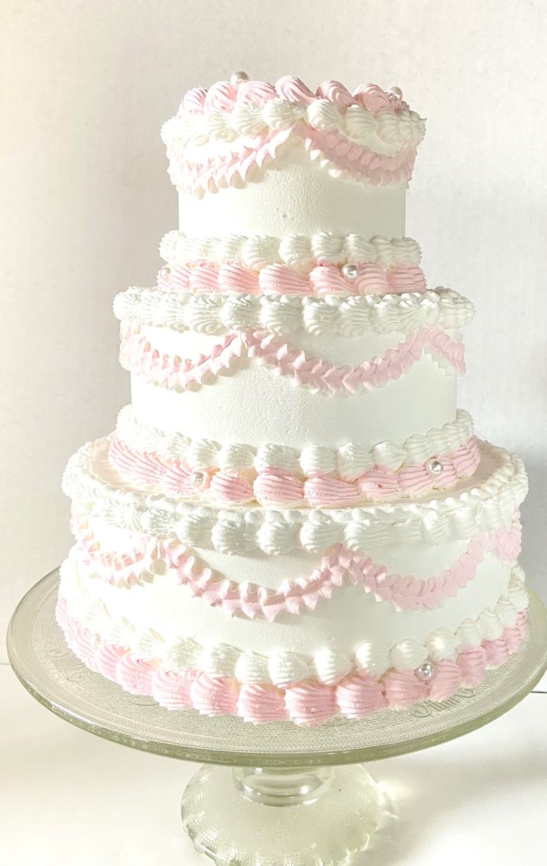 White Fake Cake 3 Tiered Faux Cake Pink and White Cake. 8.5 - Etsy | Etsy (US)