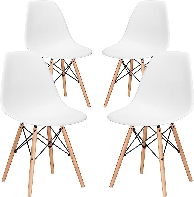 Poly and Bark Modern Mid-Century Side Chair with Natural Wood Legs for Kitchen, Living Room and D... | Amazon (US)