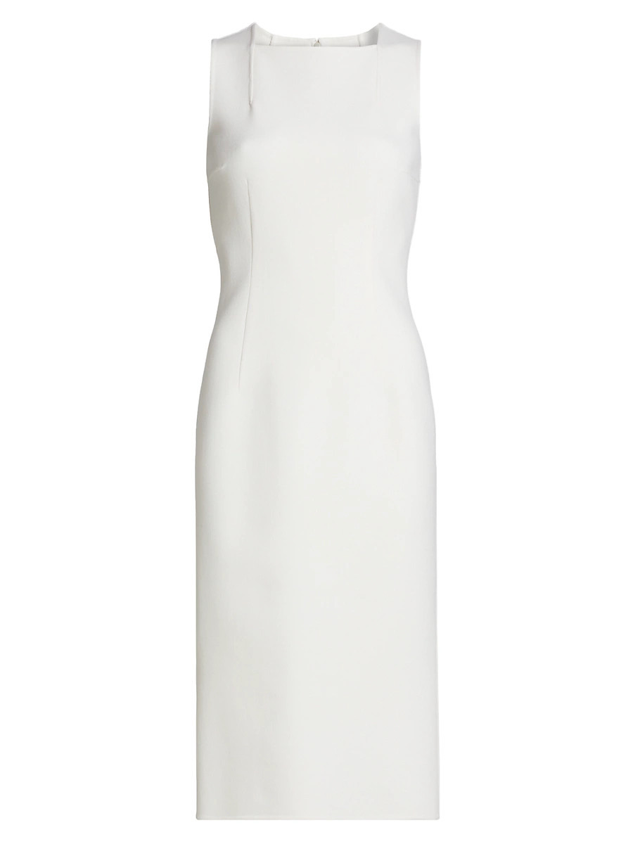 Women's Square-Neck Sheath Midi-Dress - Ivory - Size 0 | Saks Fifth Avenue