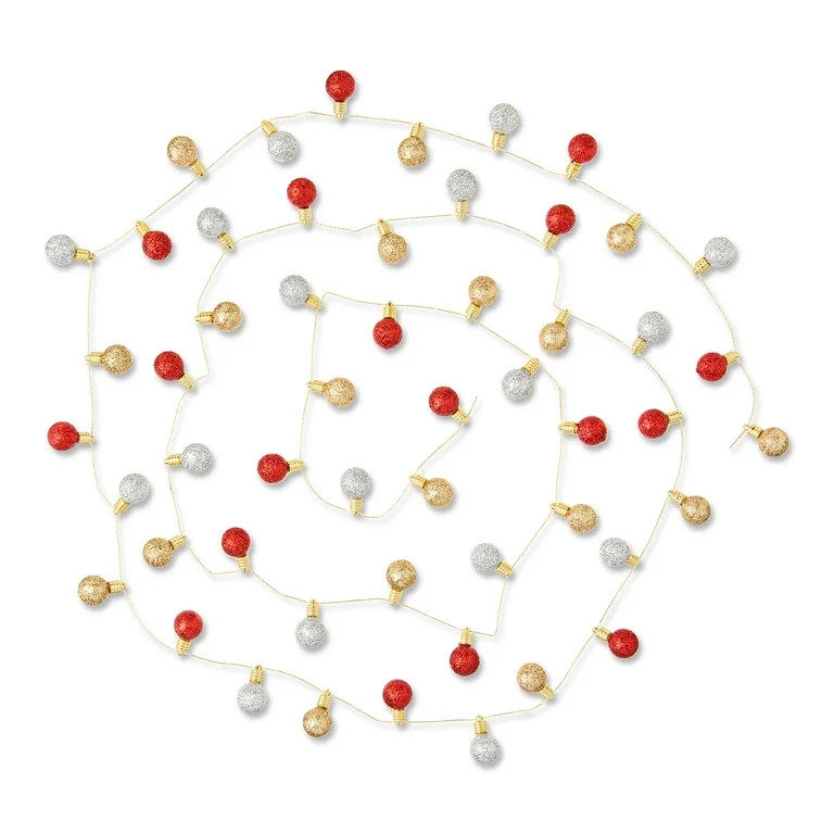Red/Gold/Silver Mini Christmas Bulb Garland, 6', by Holiday Time | Walmart (US)