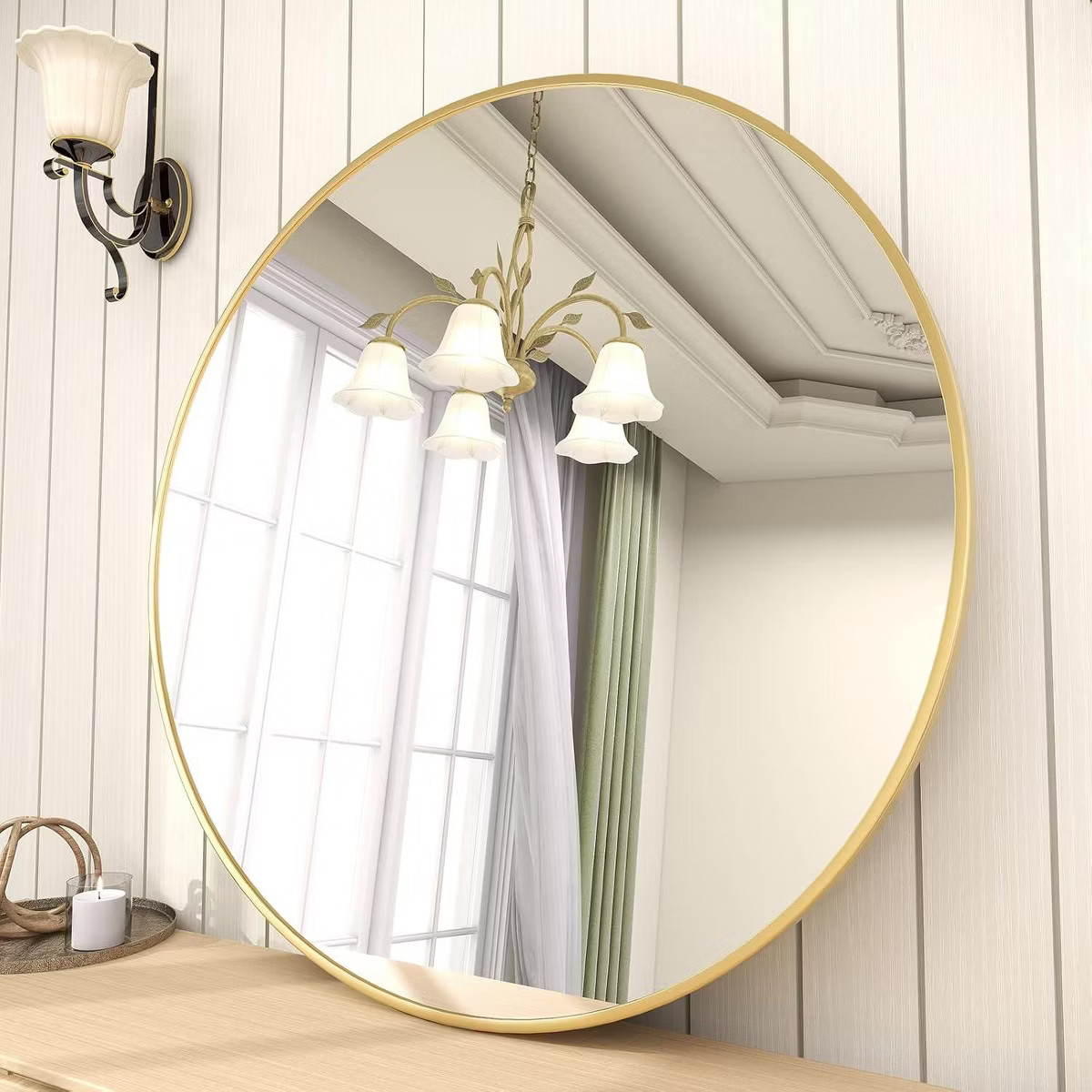 36 Inch Round Mirror, Metal Frame Circle Mirror, Wall Mounted for Entryway, Bathroom, Vanity, Liv... | Target