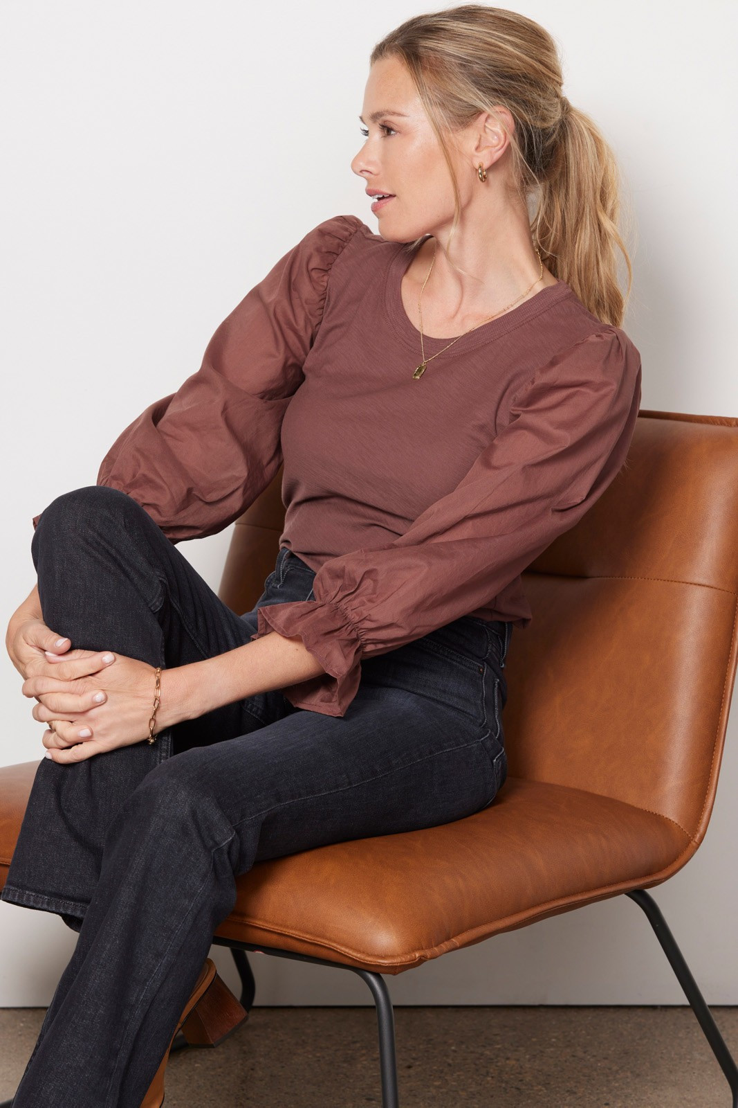 NATION LTD Carly Voluminous Contrast Tee | EVEREVE | Evereve