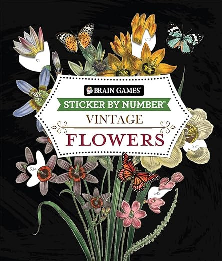 Brain Games - Sticker by Number - Vintage: Flowers (28 Images to Sticker) | Amazon (US)