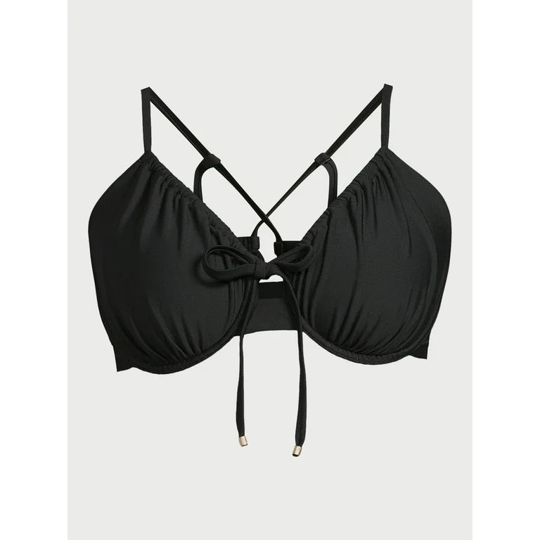 Time and Tru Women's and Women's Plus Tie Front Underwire Bikini Top, Sizes S-3X - Walmart.com | Walmart (US)