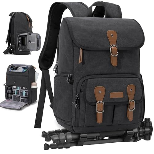 RAINSMORE Camera Bag Backpack for DSLR/SLR Mirrorless 15.6 Inch Laptop Camera Back Pack for Photo... | Amazon (US)