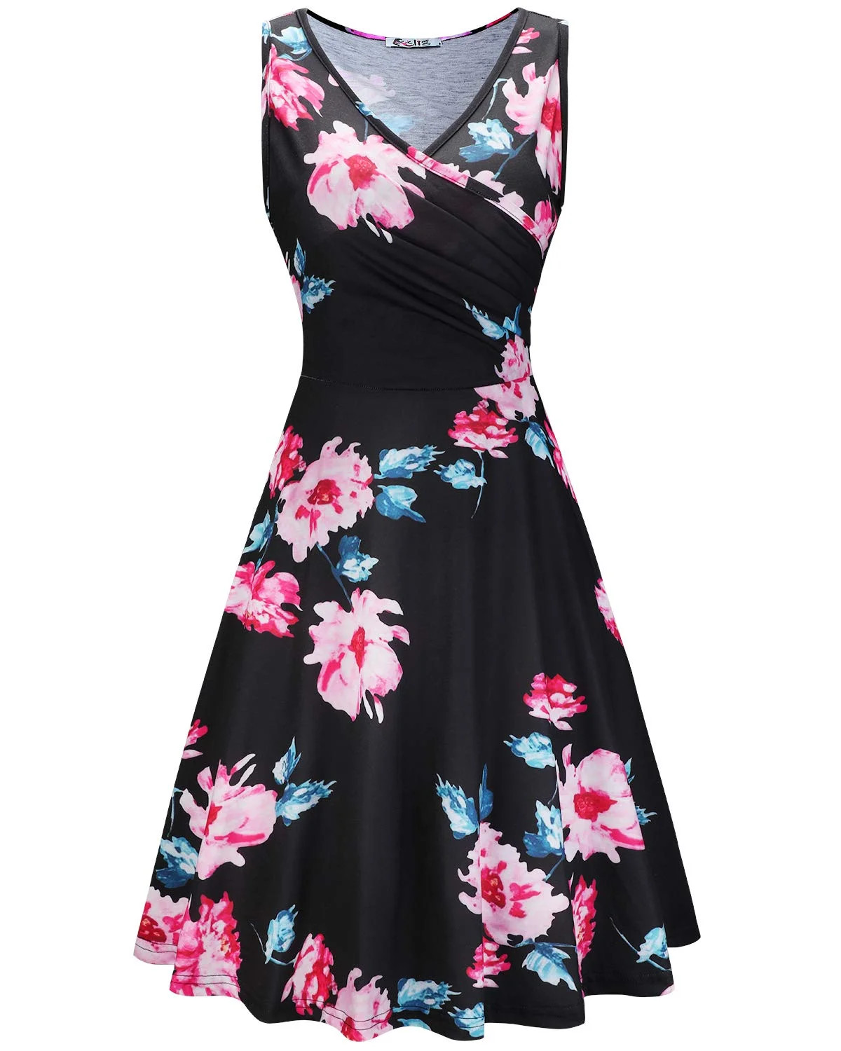 KILIG Women's Casual Dress V Neck A Line Cap Sleeveless Casual Elegant Wrap Midi Dress | Walmart (US)